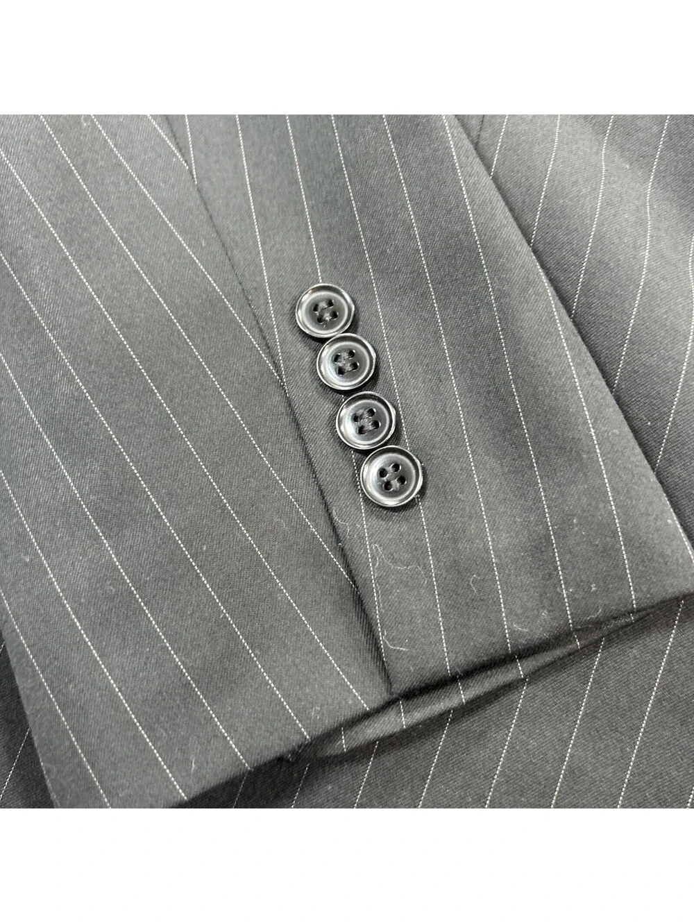 Andrew Fezza Size 48R Black 100% Worsted Wool Pinstripe Blazer Suit Coat
